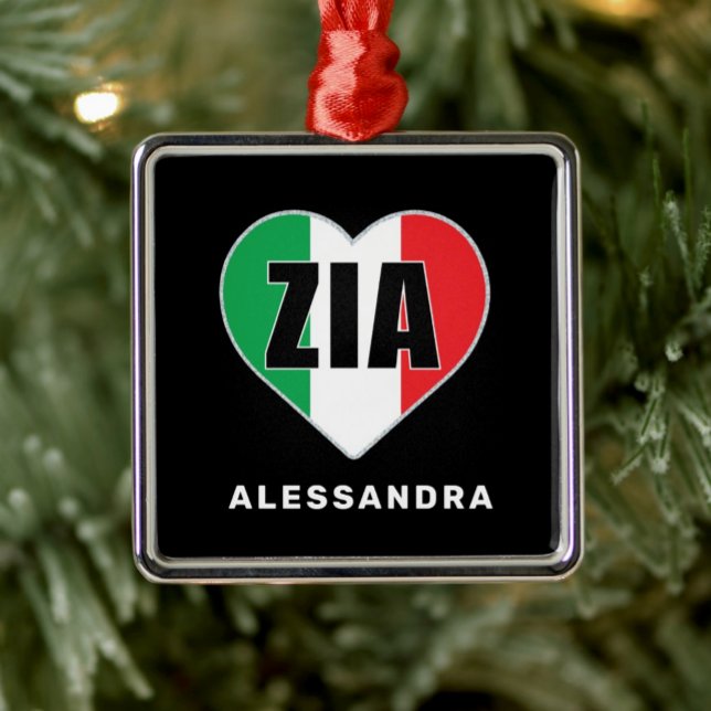Zia Personalised Italian 'Flag Heart Ornament (Zia (aunt) Italian Heart Flag Personalized Ornament)