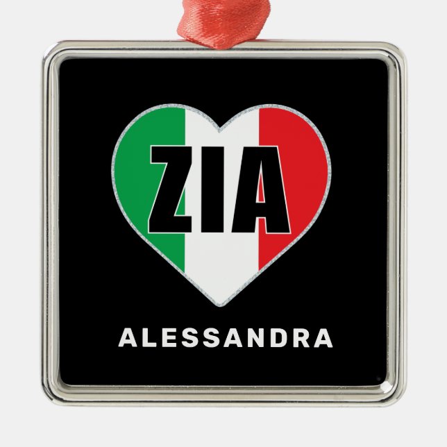 Zia Personalised Italian 'Flag Heart Ornament (Front)