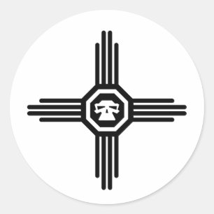 zia skull 1 classic round sticker