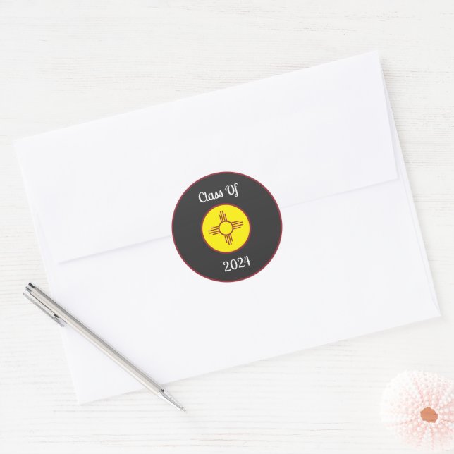 Zia Sun Classic Round Sticker (Envelope)