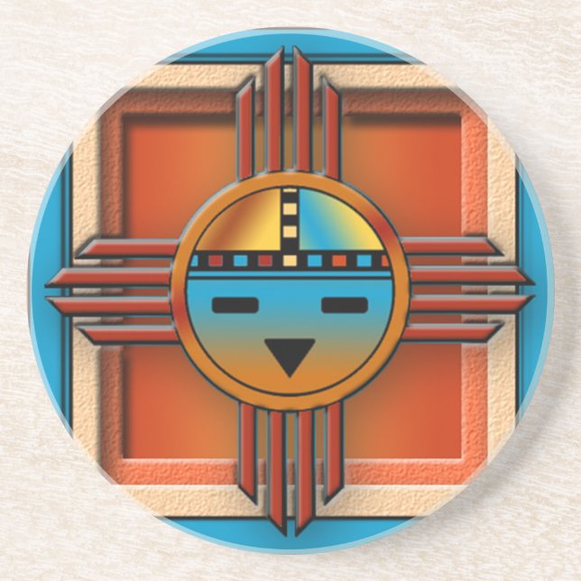 Zia Sun Face Coaster (Front)