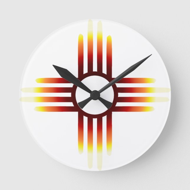 Zia Sun Fire Round Clock (Front)