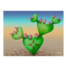 Zia Sun Heart Nopales Desert Scene New Mexico