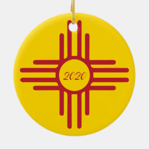 Zia Symbol Custom Year Holiday Ceramic Tree Decoration