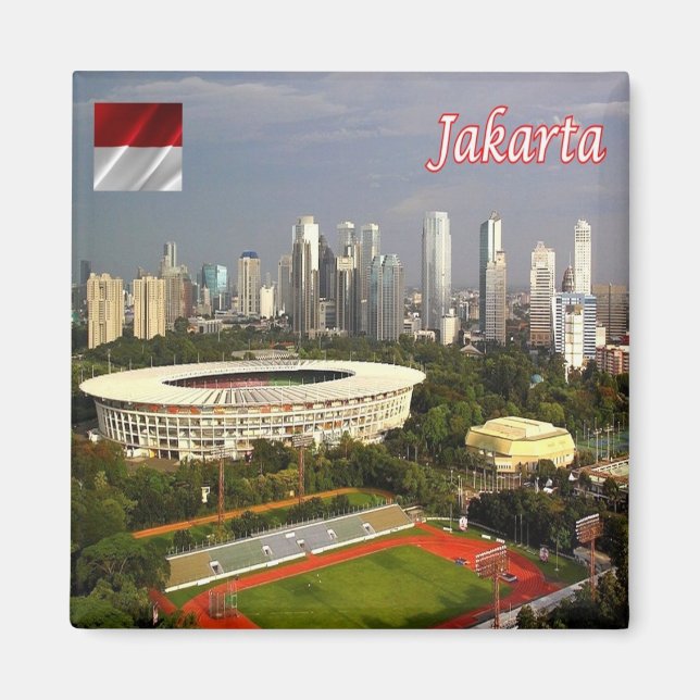 zID013 JAKARTA, City Stadium, Indonesia, Fridge Magnet (Front)