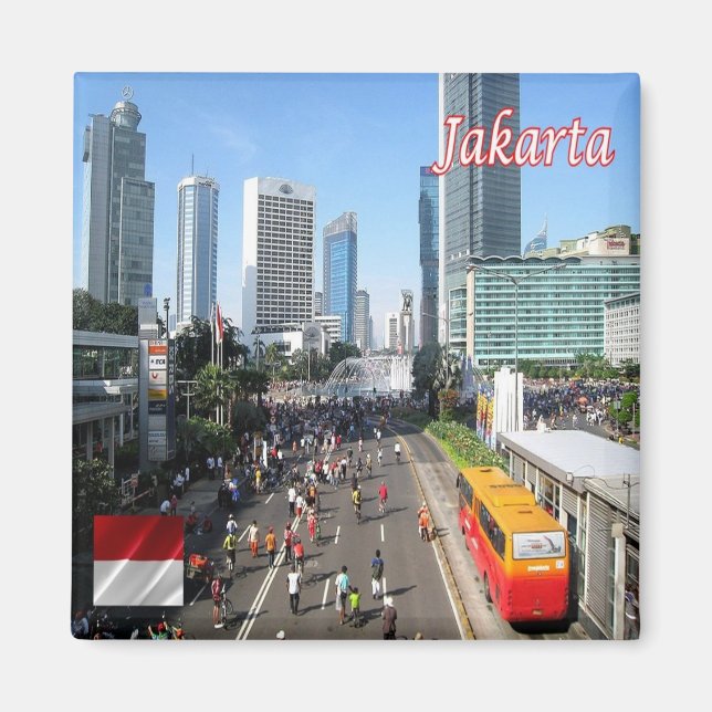 zID014 JAKARTA car free day, Indonesia, Fridge Magnet (Front)