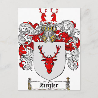 Ziegler Coat of Arms / Ziegler Family Crest Postcard
