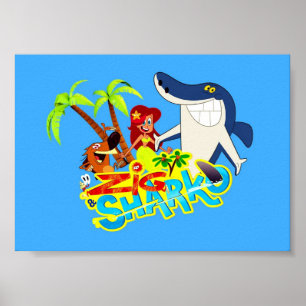 Zig and sharko cartoon exotic party poster
