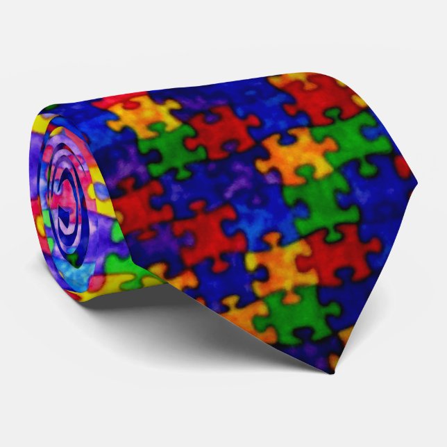 ZIG SAW PUZZLE TIE (Rolled)