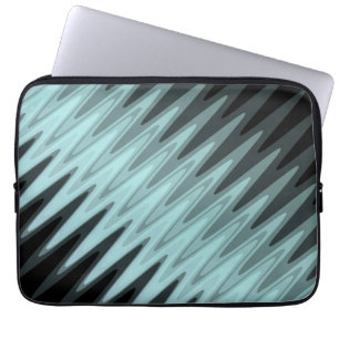 Zig Zag Black Teal Gray Pattern Laptop Sleeve