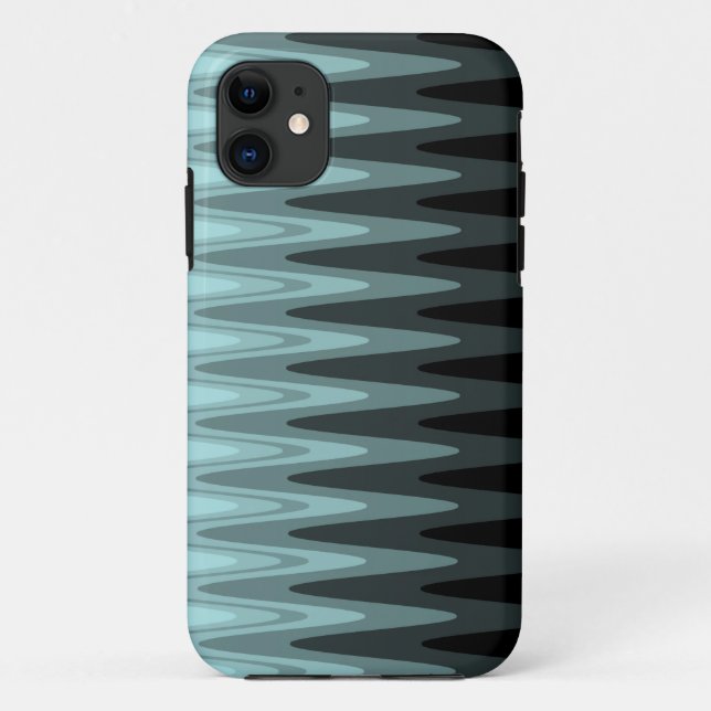 Zig Zag Black Teal Grey Pattern Case-Mate iPhone Case (Back)