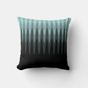 Zig Zag Black Teal Grey Pattern Cushion