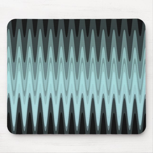 Zig Zag Black Teal Grey Pattern Mouse Mat (Front)