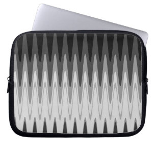 Zig Zag Black White Gray Pattern Laptop Sleeve