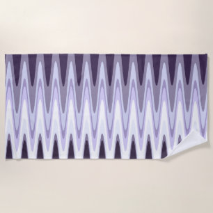 Zig Zag Black White Grey Dark Purple Beige Pattern Beach Towel