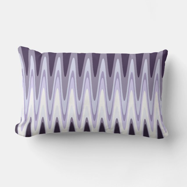 Zig Zag Black White Grey Dark Purple Beige Pattern Lumbar Cushion (Front)