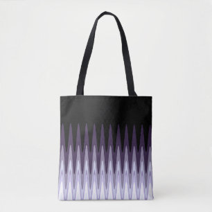 Zig Zag Black White Grey Dark Purple Beige Pattern Tote Bag