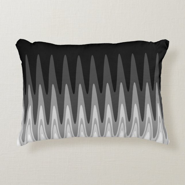 Zig Zag Black White Grey Pattern Decorative Cushion (Front)