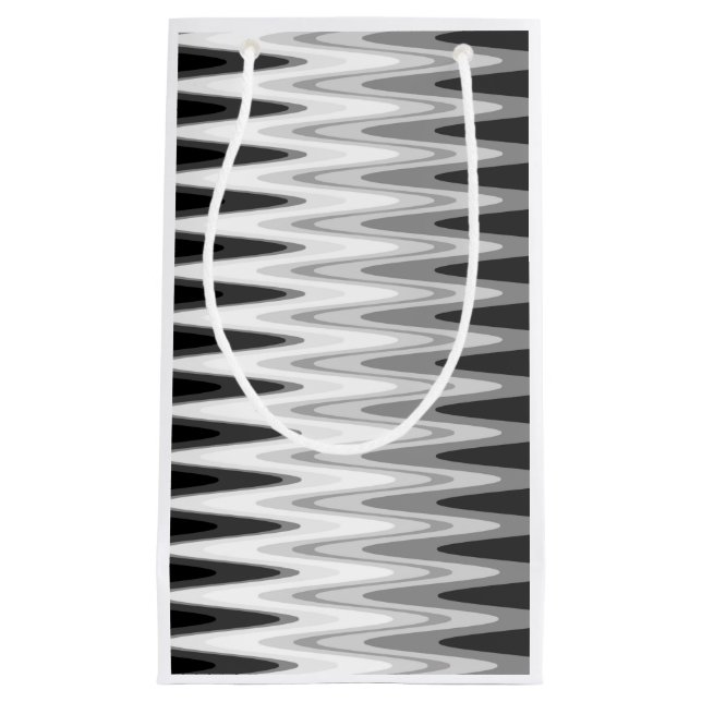 Zig Zag Black White Grey Pattern Small Gift Bag (Front)