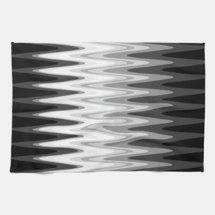 Zig Zag Black White Grey Pattern Tea Towel