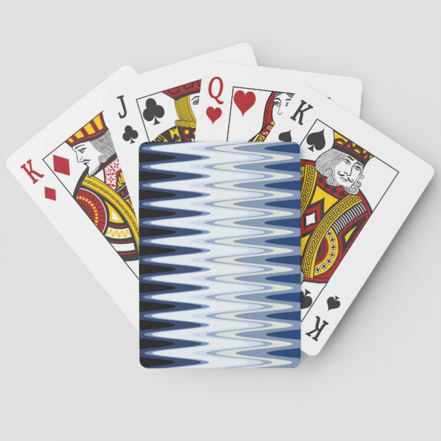 Zig Zag Blue White Grey Beige Pattern Playing Cards (Back)