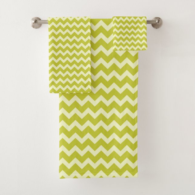 ZIG ZAG - CHARTREUSE & CREAM BATH TOWEL SET (Insitu)