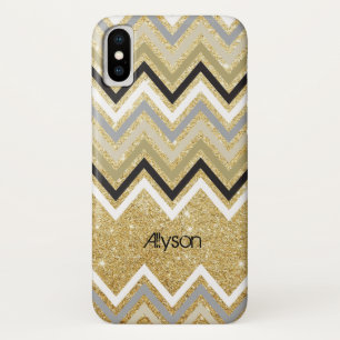 Zig Zag Chevron Pattern Gold Glitter Phone Case