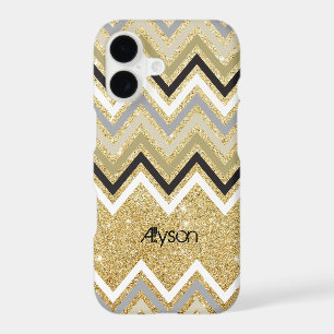 Zig Zag Chevron Pattern Gold Glitter Phone Case