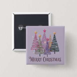 Zig Zag Christmas Tree Faux Glitter Xmas Winter 15 Cm Square Badge