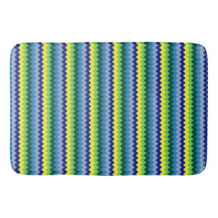 Zig-zag Design Pattern Green & Blue Bath Mat