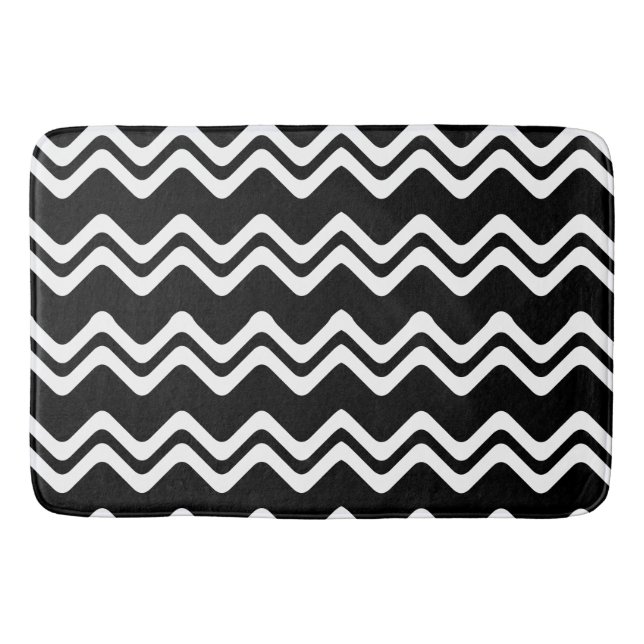 Zig Zag Dual Coloured Line Pattern Bath Mat (Front)