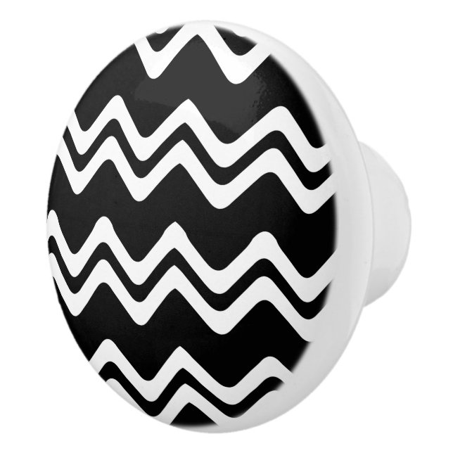 Zig Zag Dual Coloured Line Pattern Ceramic Knob (Right)