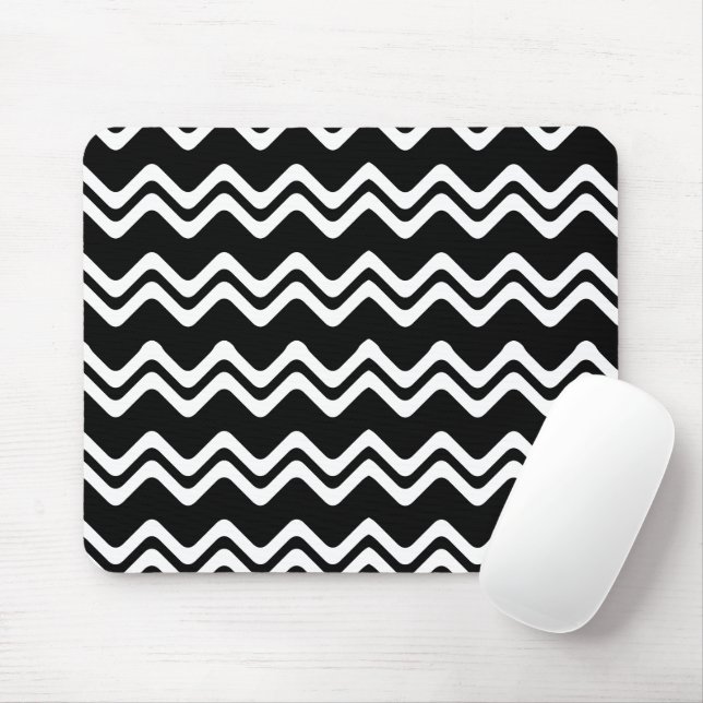 Zig Zag Dual Coloured Line Pattern Mouse Mat (With Mouse)