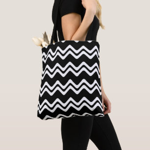 Zig Zag Dual Coloured Line Pattern Tote Bag