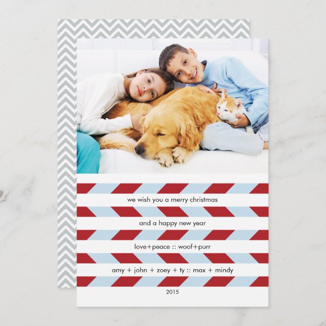 Zig Zag Holiday Photo Greeting Card (Front/Back)