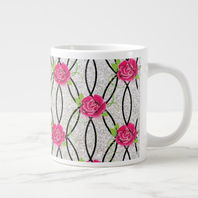 Zig Zag Pattern, flower Large Coffee Mug (Right)