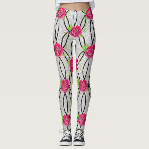 Zig Zag Pattern, flower Leggings
