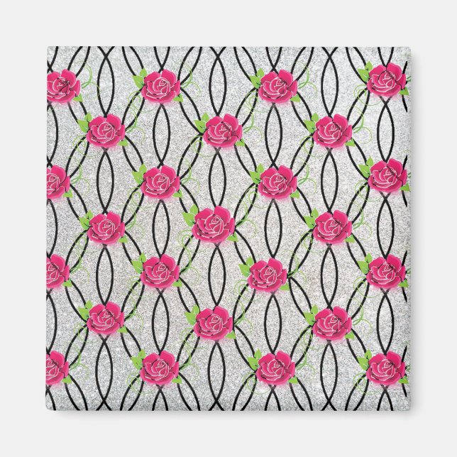 Zig Zag Pattern, flower Magnet (Front)