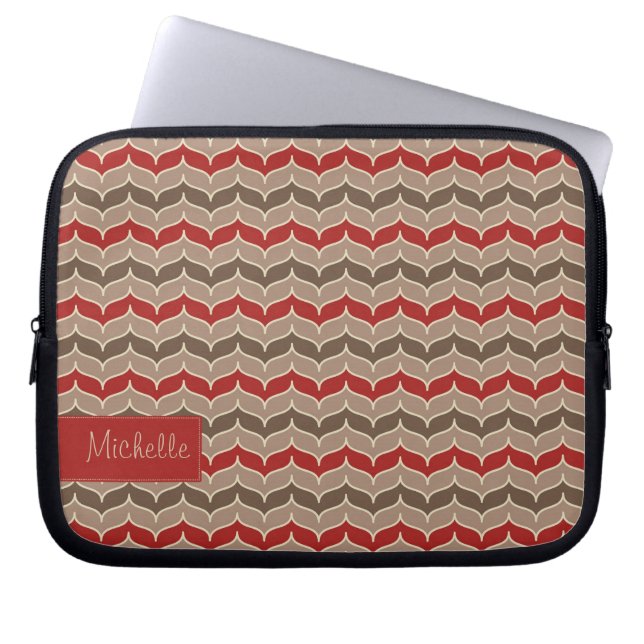 Zig Zag Pattern Laptop Sleeve with Your Name (Front)