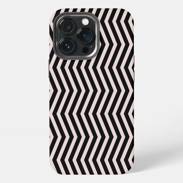 Zig Zag Pink and Black Geometric Pattern iPhone Case (Back)
