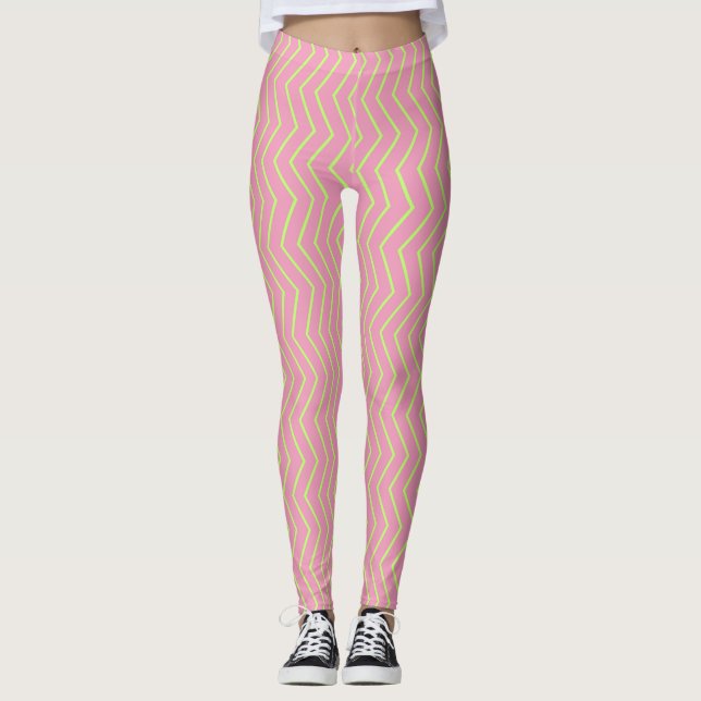 Zig Zag Pink Love Leggings (Front)