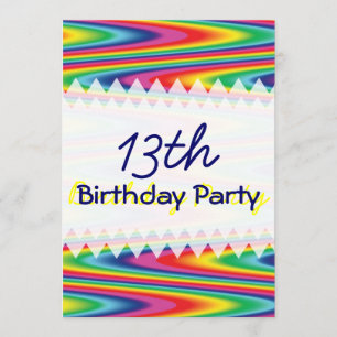 Zig Zag Rainbow Birthday Invitation