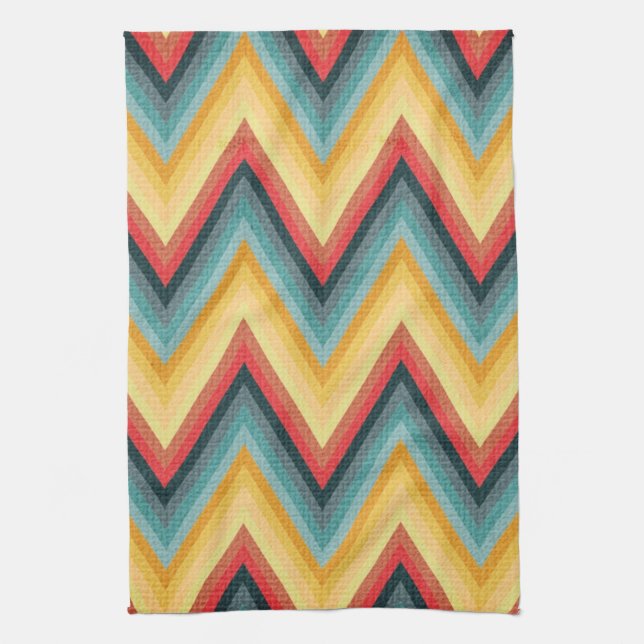 Zig Zag Striped Background 2 Tea Towel (Vertical)