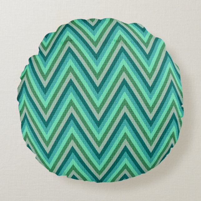 Zig Zag Striped Background Round Cushion (Front)