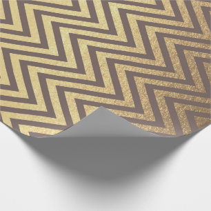 Zig Zag Stripes Brown Gold Chocolate Chevron Line Wrapping Paper