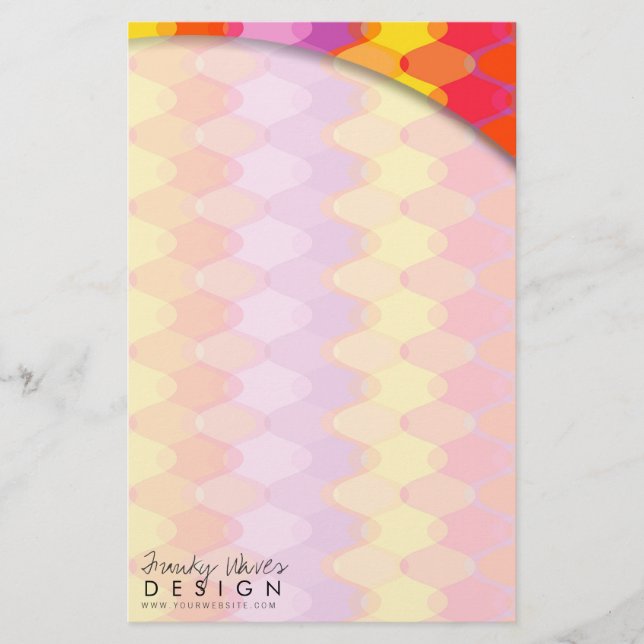 Zig Zag Waves Pattern Colourful Mod Art Geo Design Stationery (Front)
