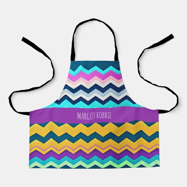 Zig-zagging pastel Rainbow Pattern Apron (Front)