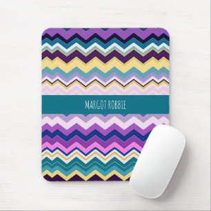 Zig Zagging Pastel Violet Retro Pattern Mouse Mat