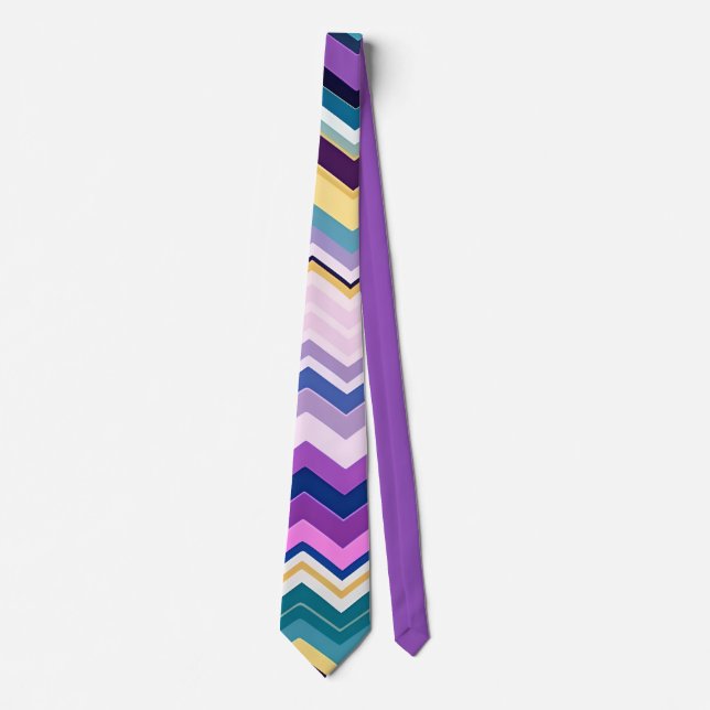 Zig Zagging Pastel Violet Retro Pattern Tie (Front)
