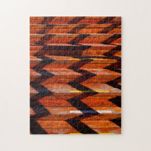 Zig Zap Pattern Wooden Stairs Jigsaw Puzzle